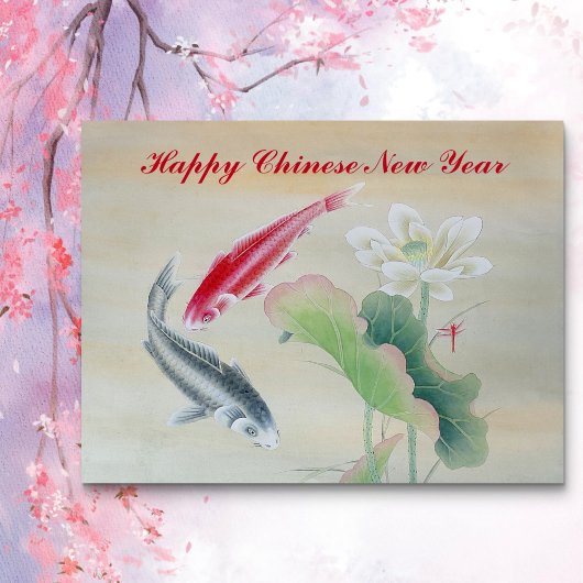 Koi Fish mit Lotus Postkarte