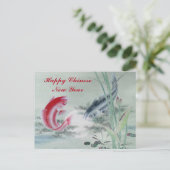 Koi Fish mit Lotus Postkarte (Stehend Vorderseite)