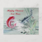 Koi Fish mit Lotus Postkarte (Vorderseite)