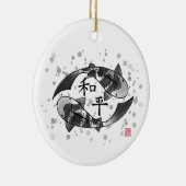 Koi Fish mit Peace Character Keramik Ornament (Rechts)