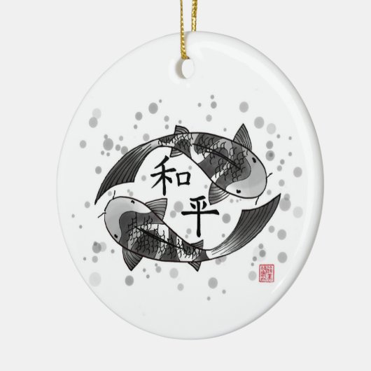 Koi Fish mit Peace Character Keramik Ornament (Links)
