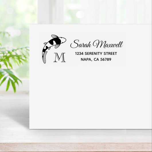 Koi Fish Monogram erste Rücksendeadresse Gummistempel