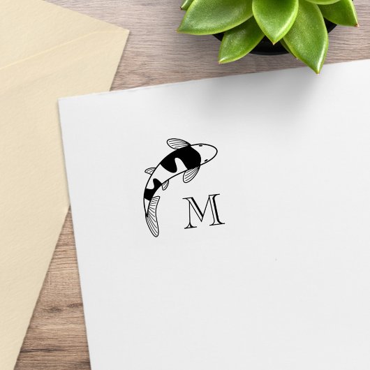 Koi Fish Monogram Initial 1x1 Gummistempel