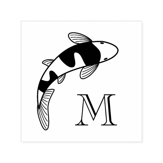 Koi Fish Monogram Initial Permastempel (Design)
