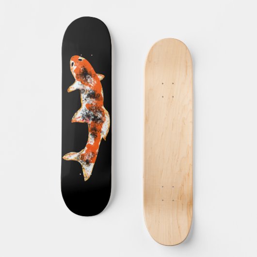Koi Fish on Black Skateboard (Vorderseite)