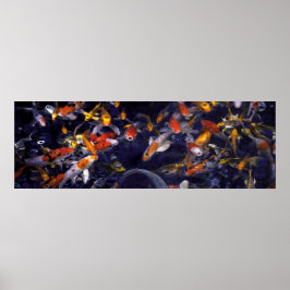 KOI FISH OVER FLOWING POSTER