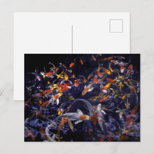 KOI FISH OVER FLOWING POSTKARTE (Vorne/Hinten)