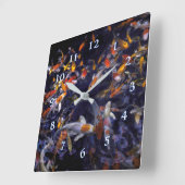 KOI FISH OVER FLOWING QUADRATISCHE WANDUHR (Winkel)