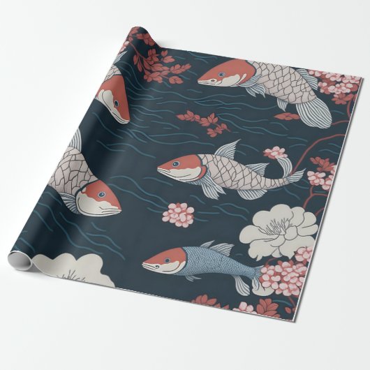 Koi Fish Pattern Geschenkpapier (Ungerollt)