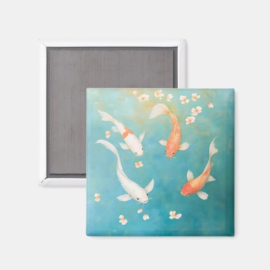 Koi Fish Petal Bloom Watercolor Magnet (Vorderseite/Rückseite)