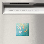 Koi Fish Petal Bloom Watercolor Magnet (In Situ (Geschirrspüler))