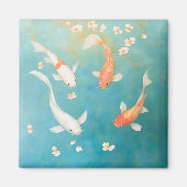 Koi Fish Petal Bloom Watercolor Magnet (Vorne)