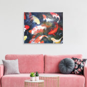 Koi Fish Pond, Abstract, Oil Painting Print Leinwanddruck (Insitu (Wohnzimmer))