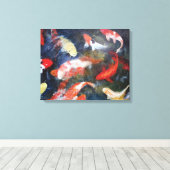 Koi Fish Pond, Abstract, Oil Painting Print Leinwanddruck (Insitu (Holzboden))