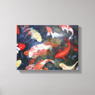 Koi Fish Pond, Abstract, Oil Painting Print Leinwanddruck