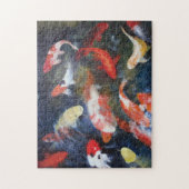 Koi Fish Pond, Abstract, Oil Painting Print Puzzle (Vertikal)