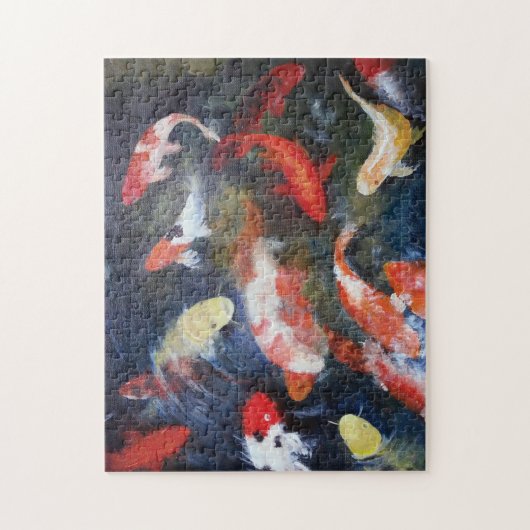 Koi Fish Pond, Abstract, Oil Painting Print Puzzle (Vertikal)
