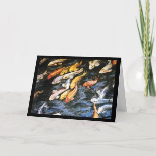 Koi Fish Pond Art Malerei Gruß oder Mitteilungskar Karte