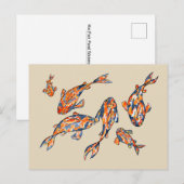 Koi Fish Pond beige Watercolor Postcard Postkarte (Vorne/Hinten)