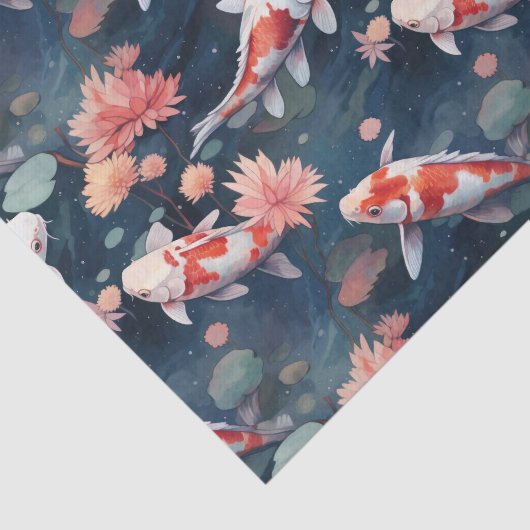 Koi Fish Pond Blume Decoupage Seidenpapier (Ausschnitt)
