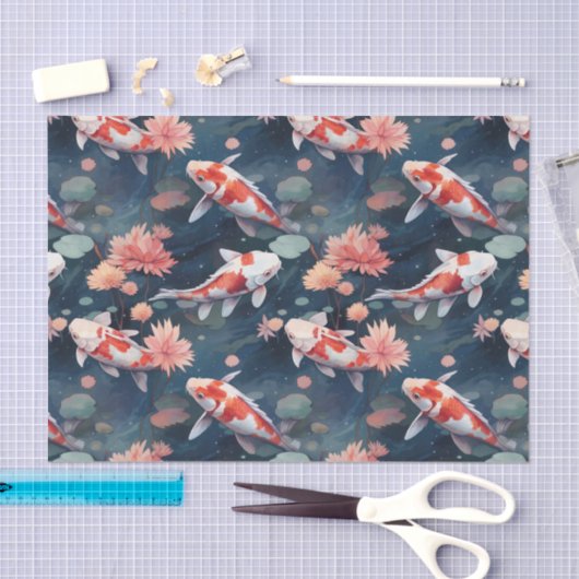 Koi Fish Pond Blume Decoupage Seidenpapier (Handwerk)