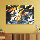 Koi Fish Pond Gemälde überzogene Canvas Art Print Leinwanddruck (Insitu (Wohnzimmer))