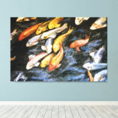 Koi Fish Pond Gemälde überzogene Canvas Art Print Leinwanddruck (Insitu (Holzboden))