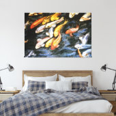 Koi Fish Pond Gemälde überzogene Canvas Art Print Leinwanddruck (Insitu (Schlafzimmer))