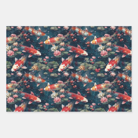 KOI FISH POND GIFT WRAPPING PAPIER (Vorderseite 3)