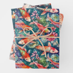 KOI FISH POND GIFT WRAPPING PAPIER