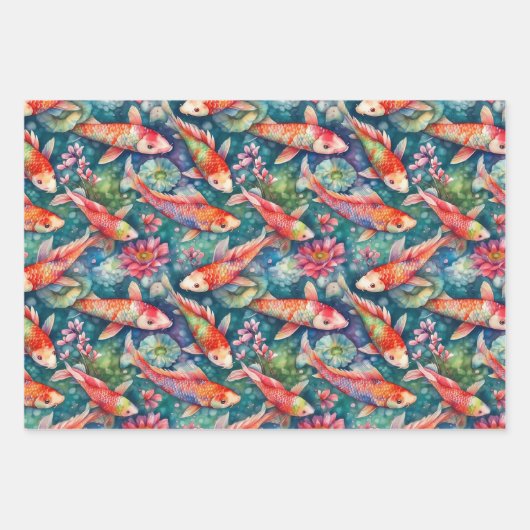 KOI FISH POND GIFT WRAPPING PAPIER (Vorderseite)