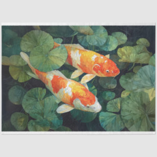 Koi Fish Pond Lily Pads Seidenpapier
