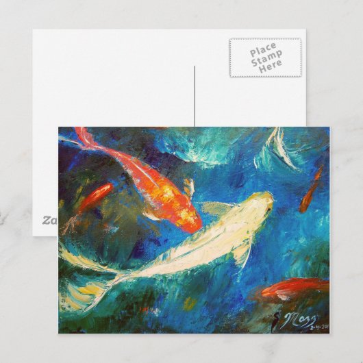 Koi Fish Pond Postkarte (Vorne/Hinten)