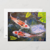 Koi Fish Pond Postkarte (Vorne/Hinten)