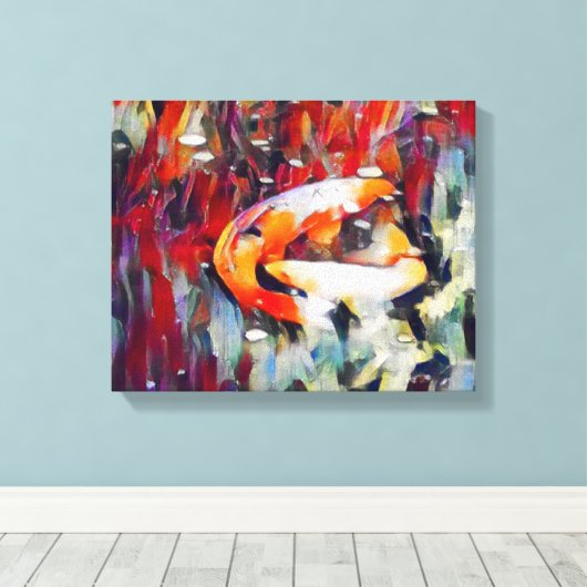 Koi Fish Pond Rug Area Indoor oder Outdoor Leinwanddruck (Insitu (Holzboden))