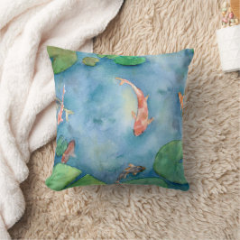 Koi Fish Pond watercolor Kissen
