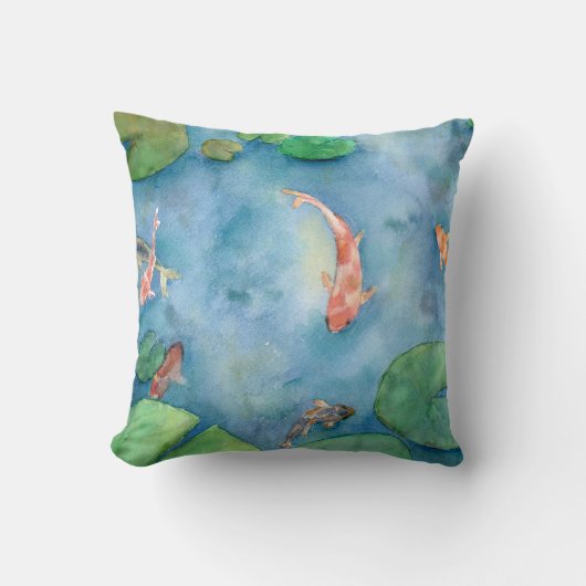 Koi Fish Pond watercolor Kissen (Vorderseite)