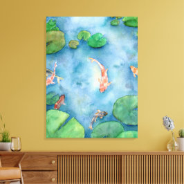Koi Fish Pond watercolor Leinwanddruck