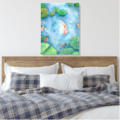 Koi Fish Pond watercolor Leinwanddruck (Insitu (Schlafzimmer))
