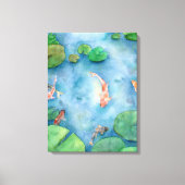 Koi Fish Pond watercolor Leinwanddruck (Vorderseite)