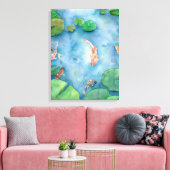 Koi Fish Pond watercolor Leinwanddruck (Insitu (Wohnzimmer))