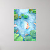 Koi Fish Pond watercolor Leinwanddruck (Vorderseite)