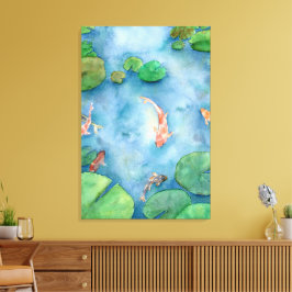 Koi Fish Pond watercolor Leinwanddruck