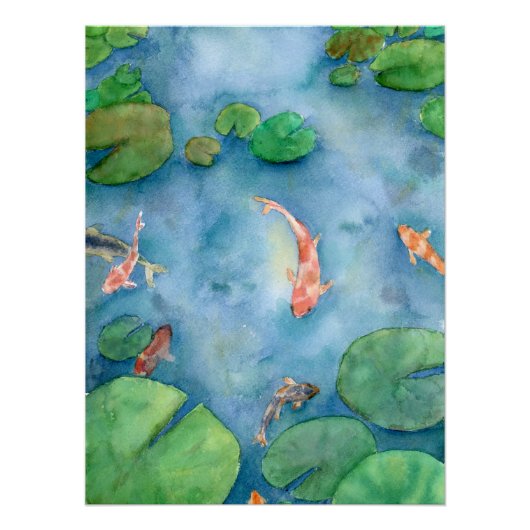 Koi Fish Pond watercolor Poster (Vorderseite)