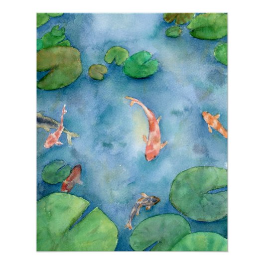 Koi Fish Pond watercolor Poster (Vorderseite)