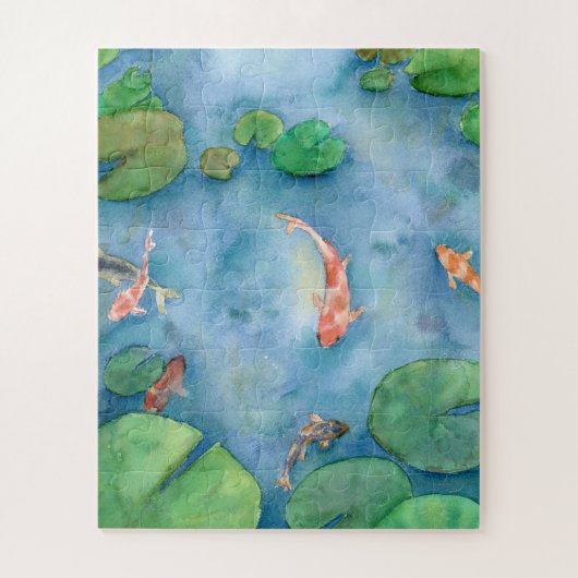 Koi Fish Pond watercolor Puzzle (Vertikal)