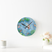 Koi Fish Pond watercolor Runde Wanduhr (Zuhause)