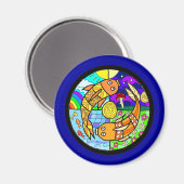 Koi Fish Pyschedelic Elemental Mandela Magnet (Vorderseite/Rückseite)