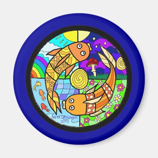 Koi Fish Pyschedelic Elemental Mandela Magnet (Vorne)