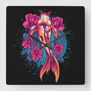 Koi Fish Quadratische Wanduhr